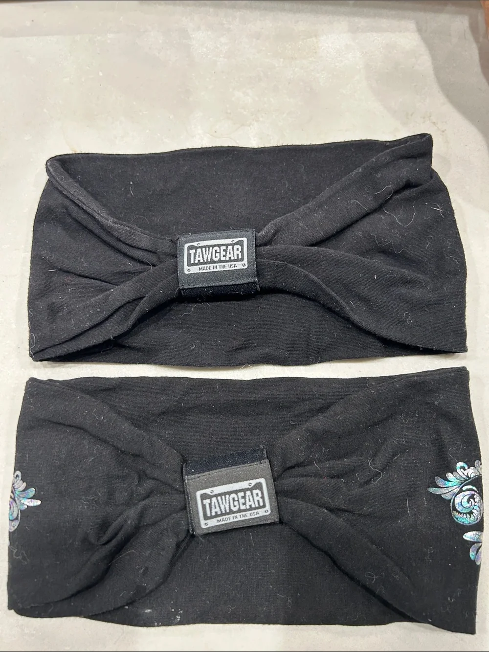 Set of two TAWGEAR Black Twist Bandeau Headbands with Center Patch - Picture 2 of 2